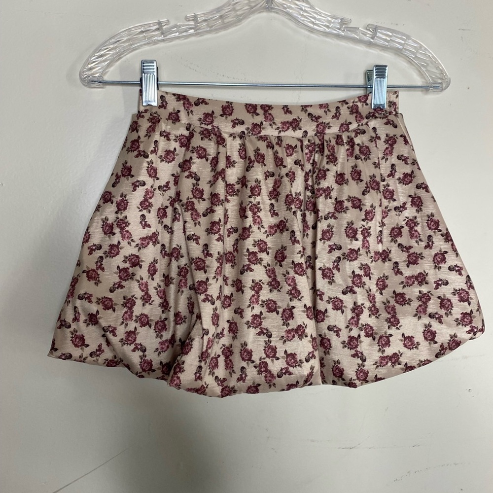 Altar'd State Floral Mini Skirt - Cream and Pink